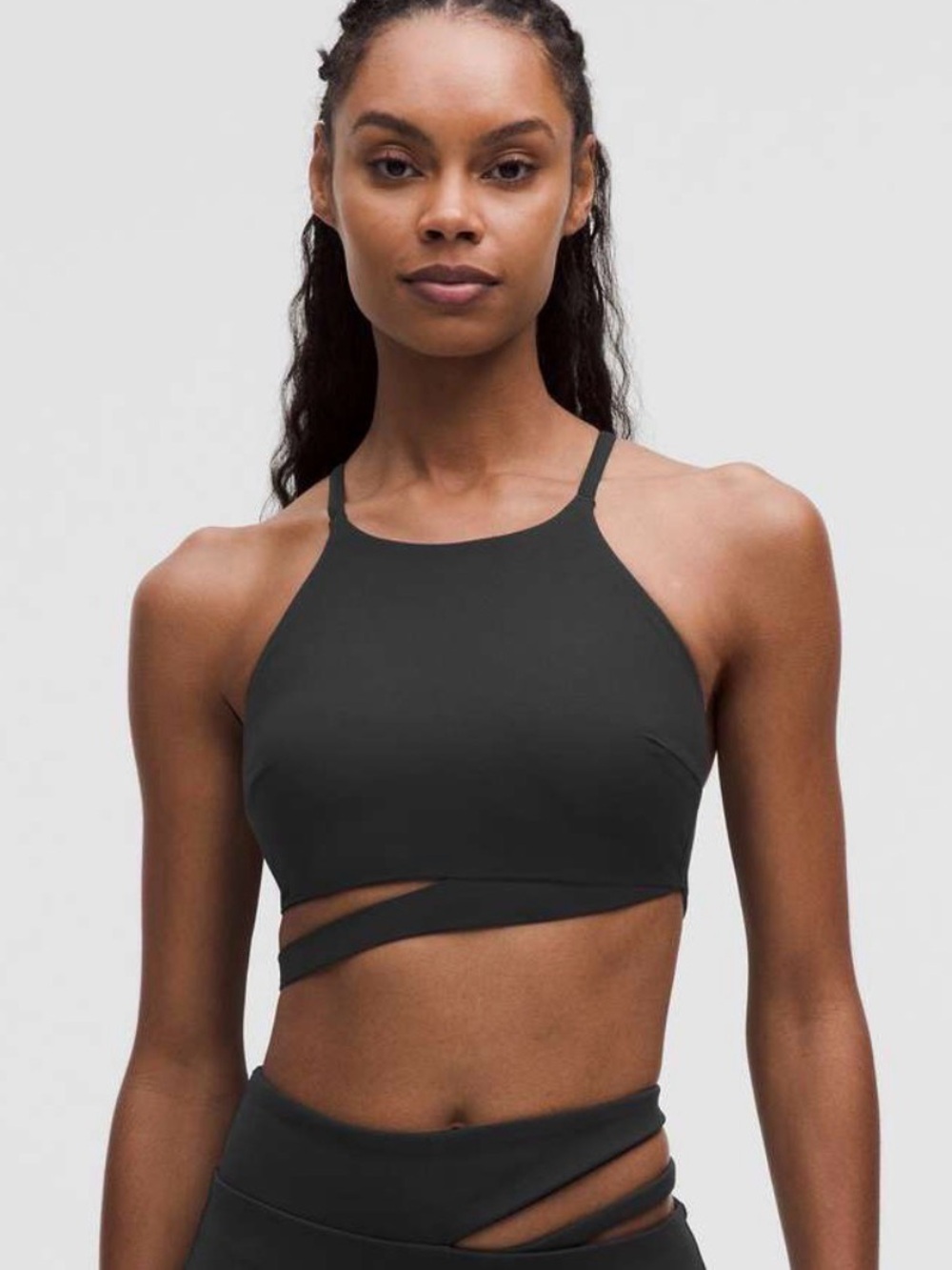 lululemon athletica Black High-Neck Wrap Crop Sports Bra